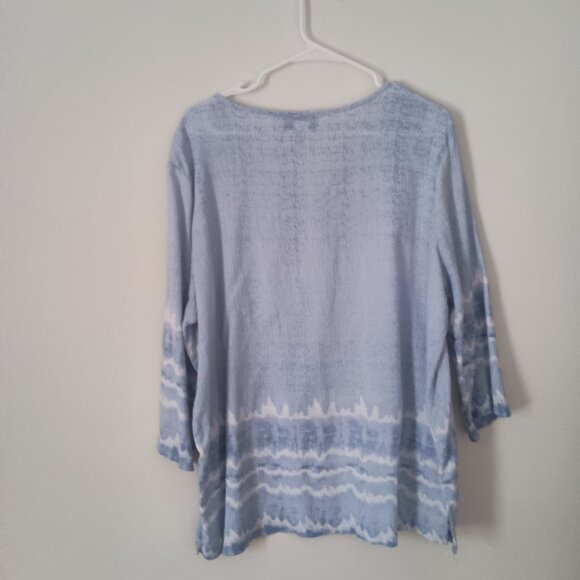 Cathy Daniels Plus Size V-Neck ¾ sleeve Tunic Top Lt Blue White Women’s Size XXL - Picture 2 of 12